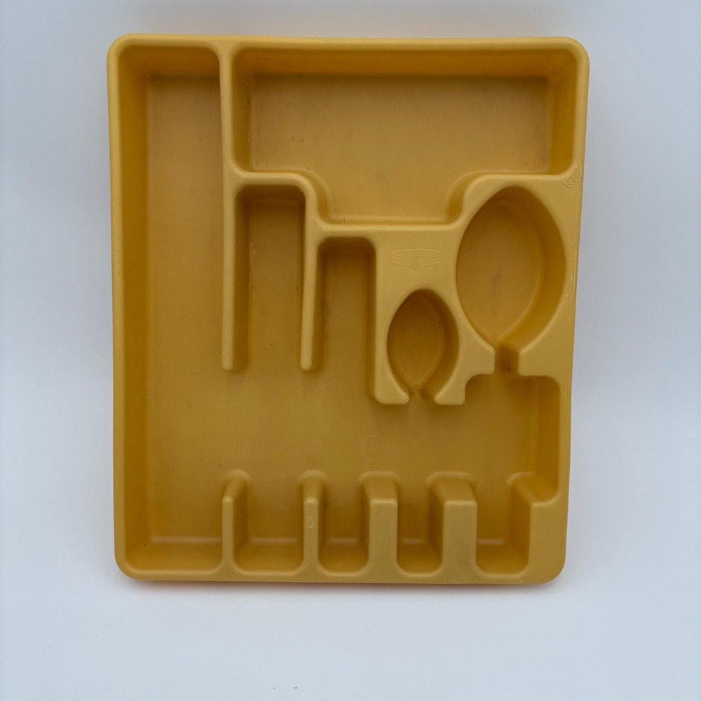 Vtg Rubbermaid Harvest Gold Cutlery Drawer Organizer Tray Retro 1970s Plastic‎